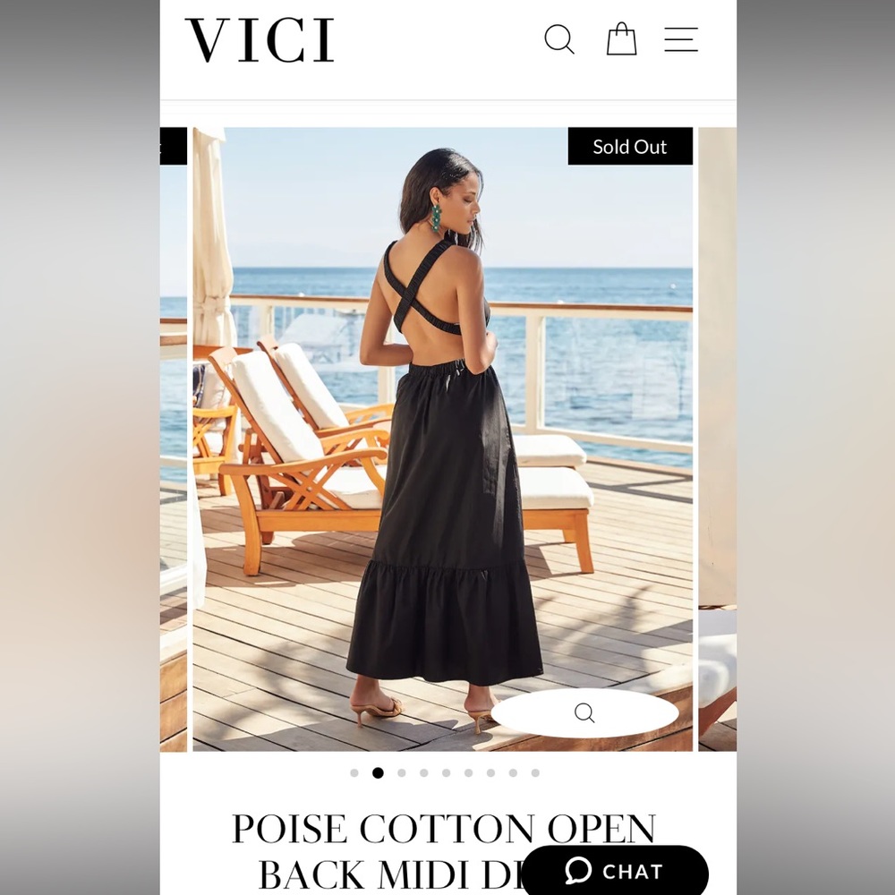 Vici black backless midi dress